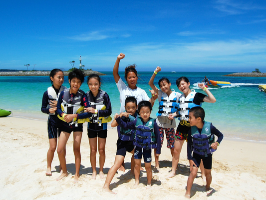 The blue sea and white sandy beach spread out in front of the hotel.