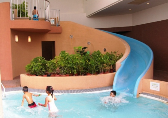 Indoor pool water slide