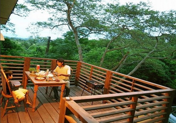 Luxurious time on the observation wooden deck