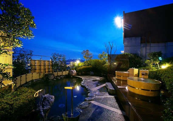 The first in Dogo open-air bath on the roof