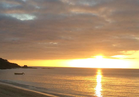 Sunset beach with calm and peaceful mood