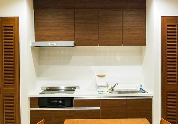 Basic cooking utensils are gathered in the kitchen