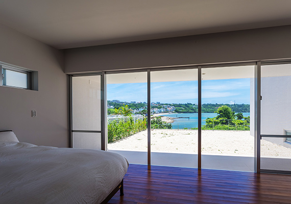 Sea view from the large window of main bedroom.