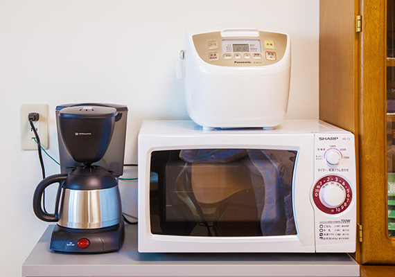 We offer microwave oven, rice cooker and coffee maker