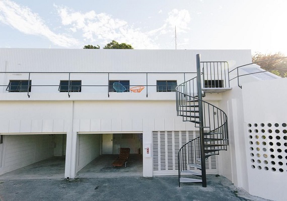 Parking space and outdoor stairs