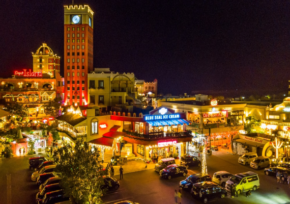 Night view of Depot Island