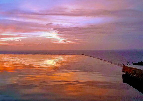 An amazing panorama of the endless ocean right from your garden deck.