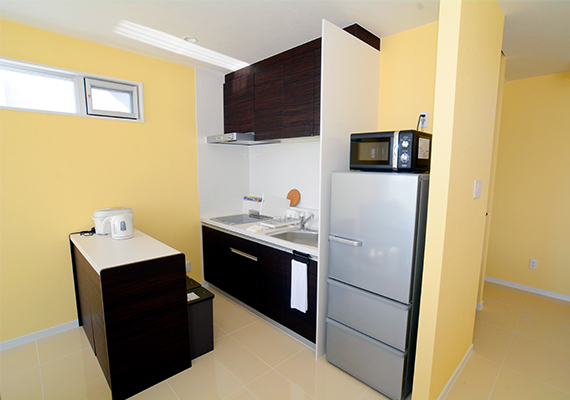 We are fully equipped with a functional kitchen.