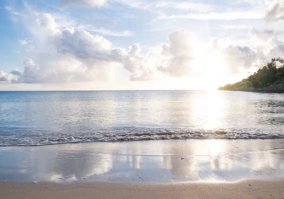 The beach in front of you