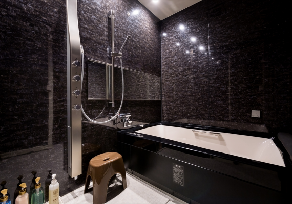 The bathroom of the deluxe room has a full range of bathroom spa functions!