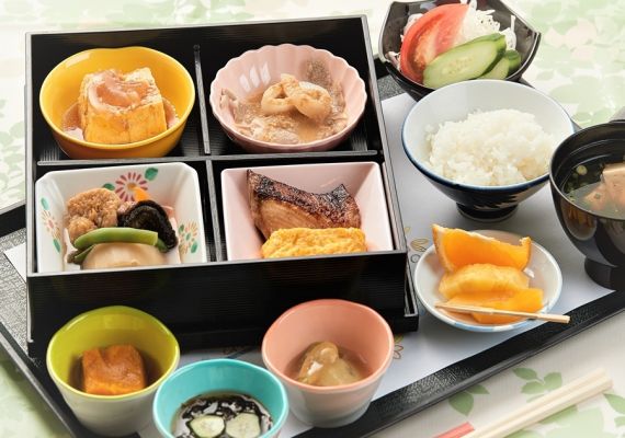 Breakfast buffet with a focus on Okinawan cuisine