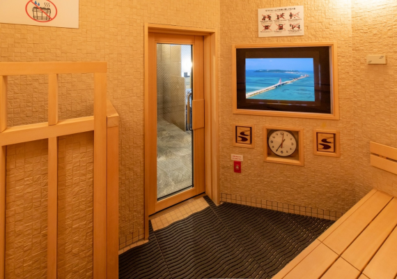 Sauna in the public bath with a view