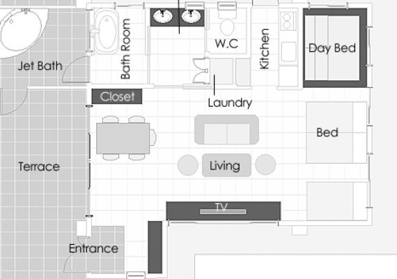 [Main Building] Fukugi Terrace Suite 67 sqm plan
