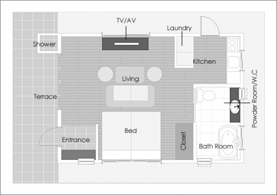 [Main Building] Fukugi Terrace Deluxe 43 sqm
Plan view