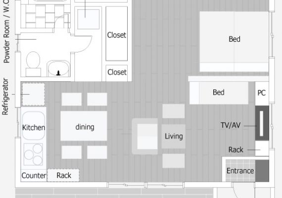 [Main Building] Fukugi Terrace Deluxe 43 sqm
Plan view