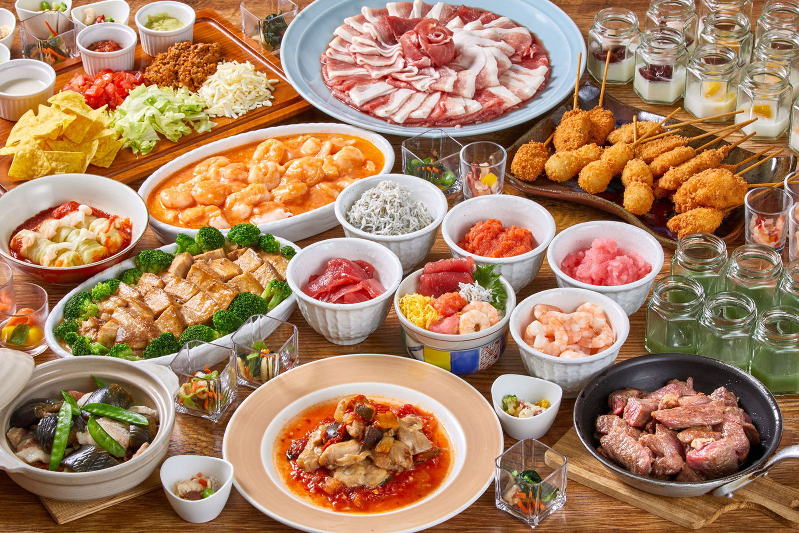 【50종류의 디너 뷔페】맘껏 마시기 90분 포함!5세 이하의 아이 동반으로 한층 더 기쁜 특전 포함(저녁 조식 포함)