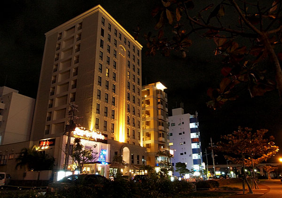Hotel gates never close. Enjoy Okinawa at night.