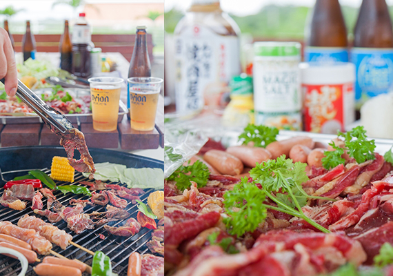 Barbecue terrace with a roof (Reservation required, cost is 2,000 yen) ※ Food ingredients are not incluided