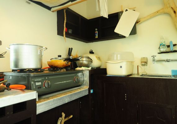 [Kitchen space] We have a rice-cooker, but you use the stove also. 