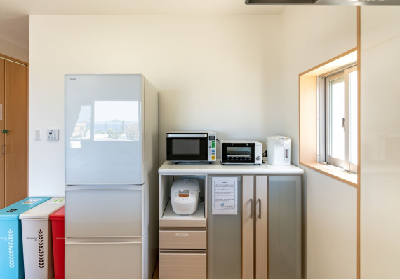 Each house features a well-equipped kitchen.