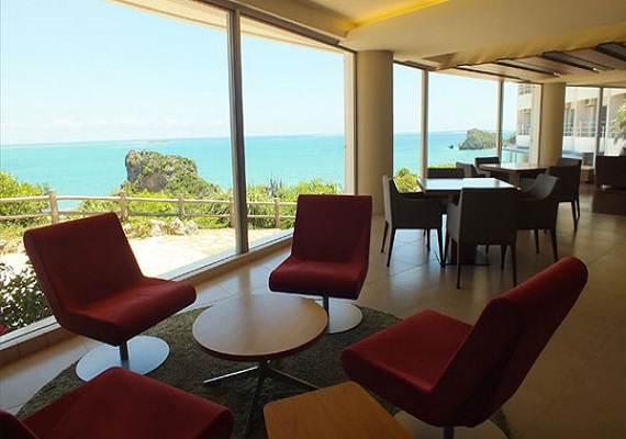 Check in in a lobby with a sea view