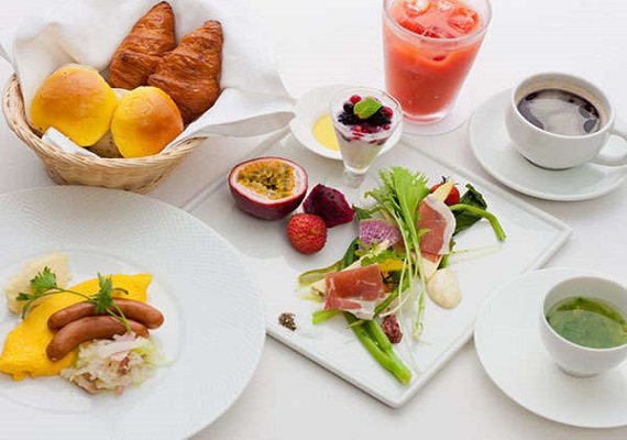 Healthy breakfast with Okinawan vegetables and southern fruits