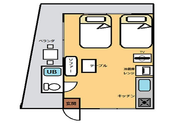 高樓層豪華雙床房(25㎡)・附廚房