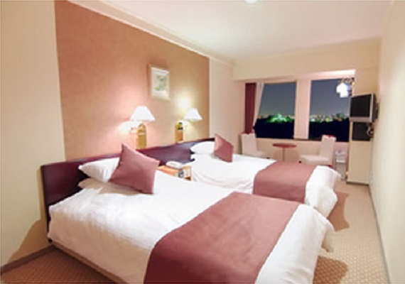 双床房：后乐园、冈山城侧的房间。