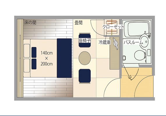 Japanese-style double room, indoor layout