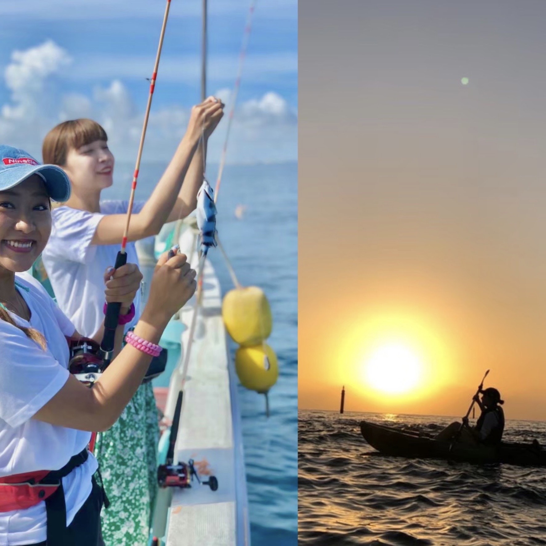 [沖繩中部][享受大海♪]輕鬆釣魚+日落皮划艇套餐☆[免費提供照片資料！ ]