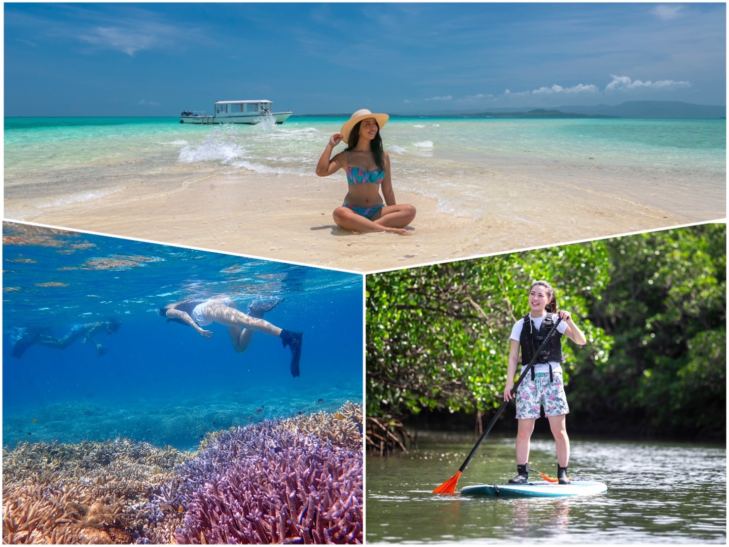Two attractions of Ishigaki Island! Mangrove tour by SUP or Canoe & Phantom Island Snorkeling