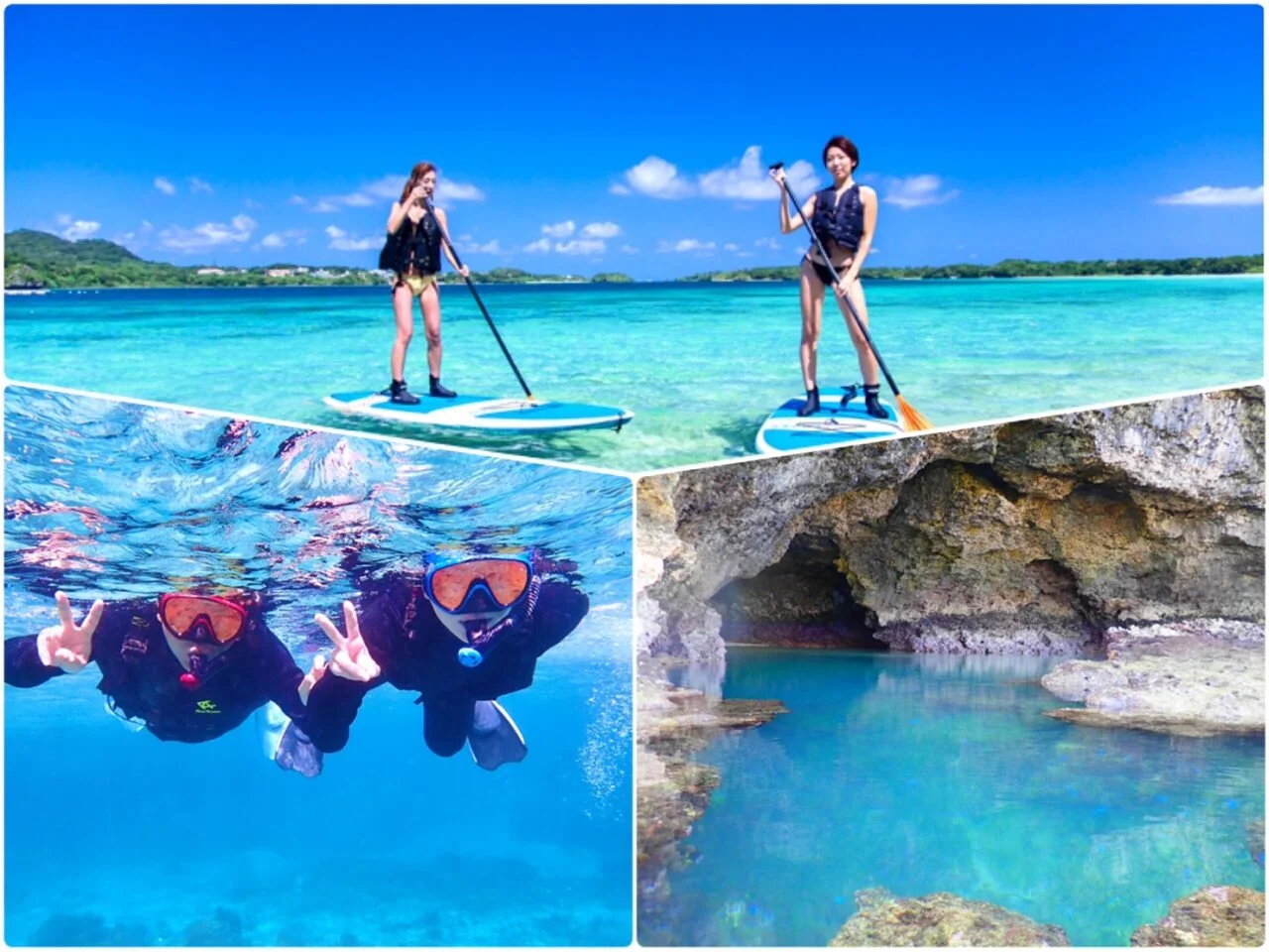 【Ishigaki Island Most Popular Tour】Canoe or SUP in Kabira Bay, Snorkel in Blue Cave, and Swim in a Waterfall Basin!