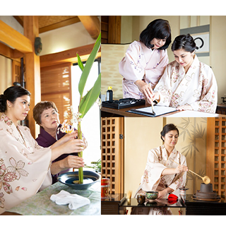 Three Japanese culture experience in one day with simple kimono in Okinawa(Calligraphy, tea ceremony, flower arrangement)